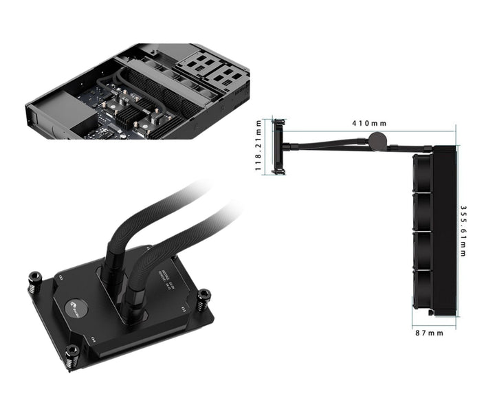 Bykski Durable 4x80mm 2U Server AIO Liquid CPU Cooler For DUAL AMD EPYC (Socket SP3) (LGA 4094) - Continuous Usage