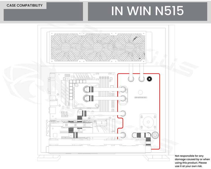 Bykski Distro Plate For InWin N515 - PMMA w/ 5v Addressable RGB(RBW) (RGV-INW-N515-P-K) - DDC Pump With Armor