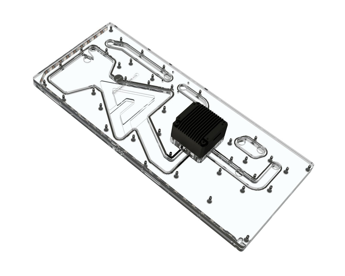 Bykski Distro Plate For ANTEC P120 PMMA w/ 5v Addressable RGB(RBW) (RGV-ANTEC-P120-P-ATK-K) - DDC Pump With Armor