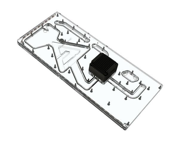 Bykski Distro Plate For ANTEC P120 PMMA w/ 5v Addressable RGB(RBW) (RGV-ANTEC-P120-P-ATK-K) - DDC Pump With Armor
