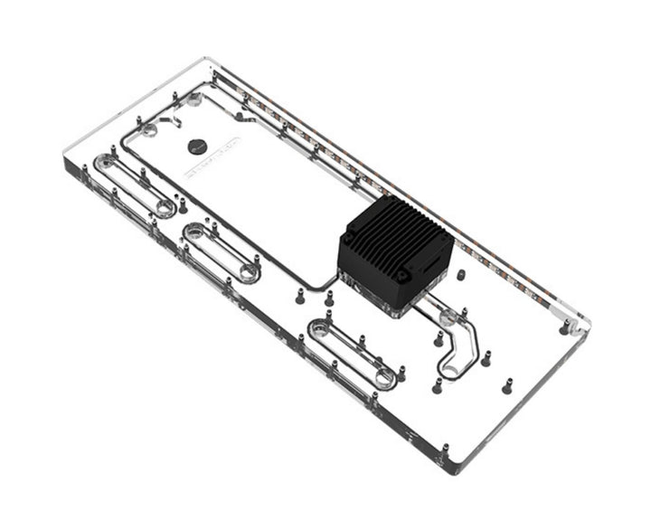 Bykski Distro Plate For LIAN LI O11EVOXL - PMMA w/ 5v Addressable RGB(RBW) (RGV-LAN-O11EVOXL-P-K) - DDC Pump With Armor