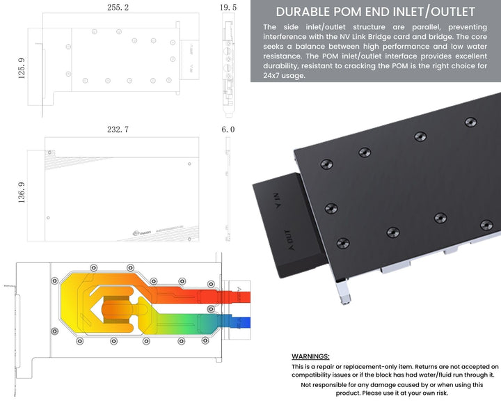 Bykski Metal/POM GPU Water Block and Backplate For GIGABTYE GeForce RTX 4080 Eagle/Gaming 16G (N-GV4080EOC-X-V2)