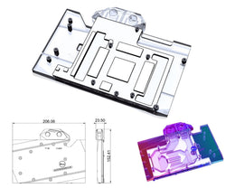 Bykski Full Coverage GPU Water Block and Backplate for nVidia Founders Edition RTX 3090 (N-RTX3090FE-X-V2) - Clear