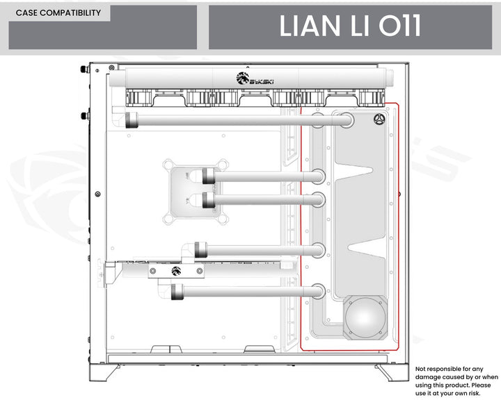 Bykski Distro Plate For Lian Li O11 - PMMA w/ 5v Addressable RGB (RBW) (RGV-LAN-011-P-K) - DDC Pump With Armor