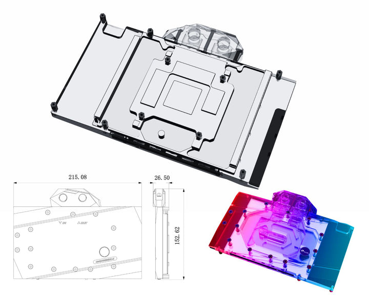Bykski Full Coverage GPU Water Block and Backplate For MAXSUN GeForce RTX 4080 iCraft OC 16G (N-MX4080IC-X)