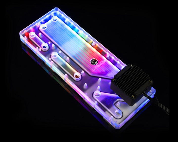 Bykski Distro Plate For PHANTEKS ECLIPSE P400 (PH-EC416PTG) - PMMA w/ 5v Addressable RGB(RBW) (RGV-PHA-416-P-K) - DDC Pump With Armor