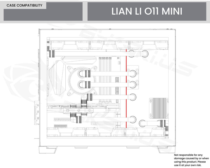 Bykski Distro Plate For Lian Li PC-O11 w/ MINI/M-ATX Motherboards - PMMA w/ 5v Addressable RGB (RBW) (RGV-LAN-O11MINI-P-K) - DDC Pump With Armor