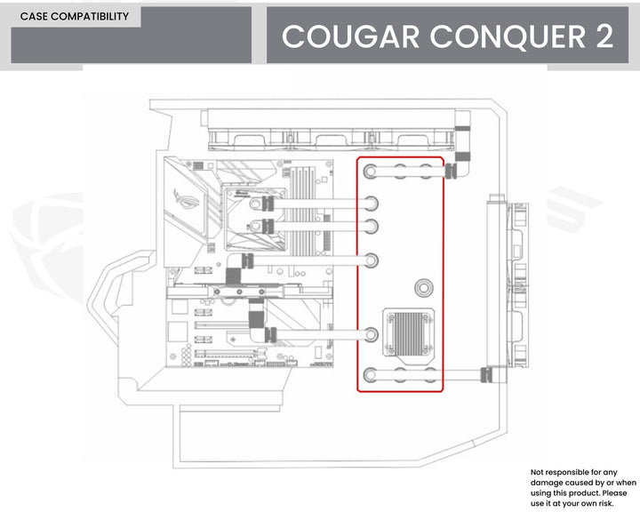 Bykski Distro Plate For COUGAR CONQUER 2 - PMMA w/ 5v Addressable RGB(RBW) (RGV-CG-ZFZ-VG-P-K) - DDC Pump With Armor