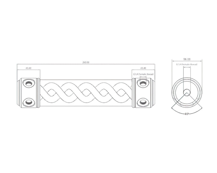 Bykski 50mm Cylindrical DNA Reservoir - White POM - 260mm w/LED strip (CT-DNA-POM-V2)