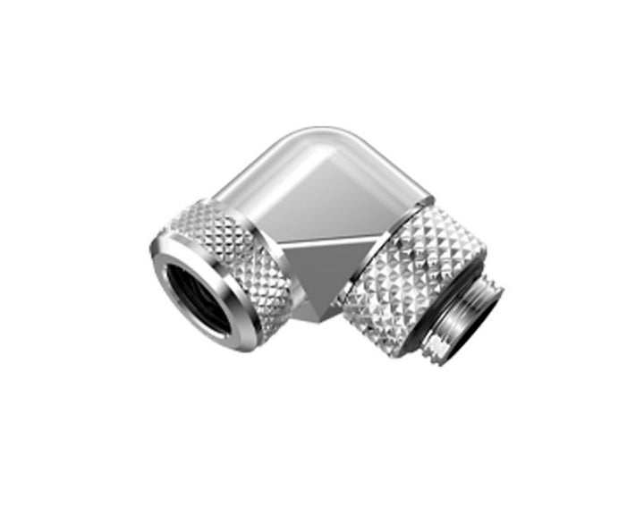 Bykski G 1/4in. Rigid 90 Degree Rotary Fitting Adapter For 14mm OD PMMA/PETG/METAL Tubing (CC-L14RD90-X) - Silver