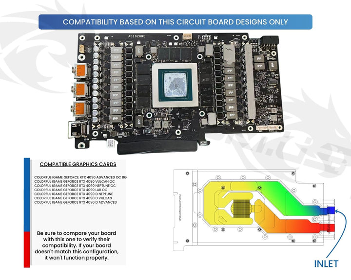 Bykski Durable Metal/POM GPU Water Block and Backplate For Colorful iGame GeForce RTX 4090 Advanced OC 8G (N-IG4090VXOC-X-V4) - Continuous Usage
