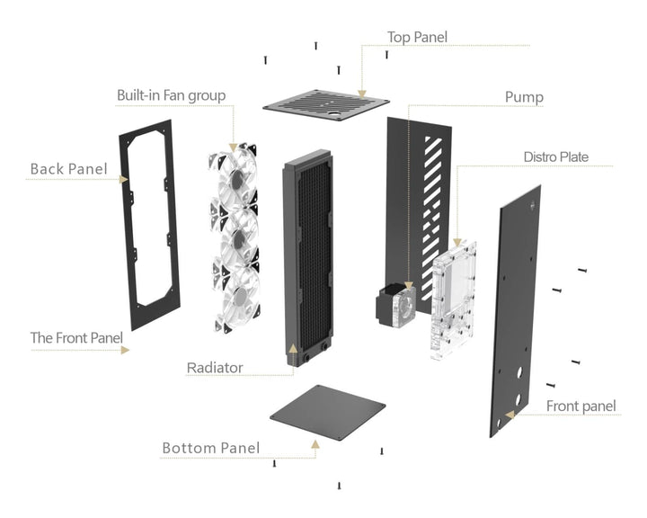 Bykski 360mm External Liquid Cooling Station, 120mm x 3, Triple Fan, Black (B-360-WCD-X)