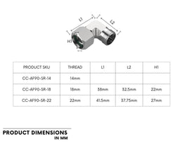 Bykski Stainless Steel Durable Server P-Lok DIY Fitting - 22mm Threaded Male to Female 90 Degree Elbow (CC-AF90-SR-22)