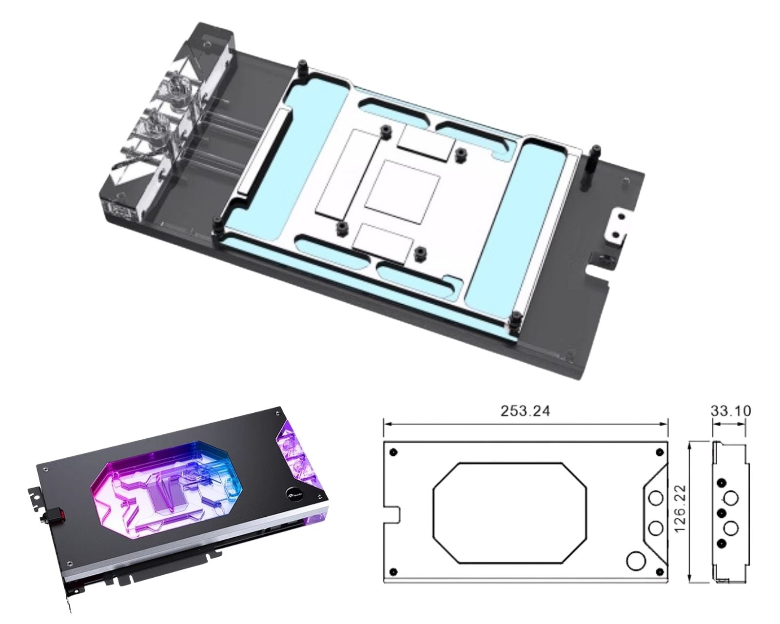 Bykski Armored End Port GPU Waterblock with Backplate For COLORFUL