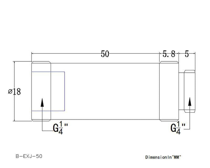 Bykski G 1/4in. Male/Female Extension Coupler - 50mm (B-EXJ-50) - Black