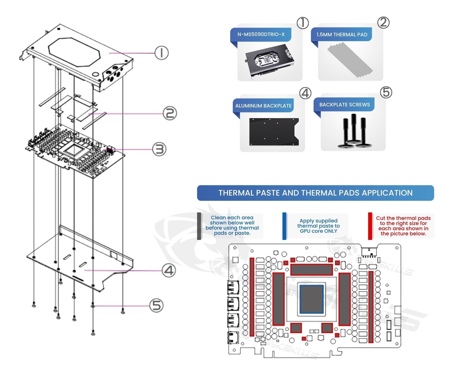 Bykski Armored End Port GPU Water block with Backplate For MSI