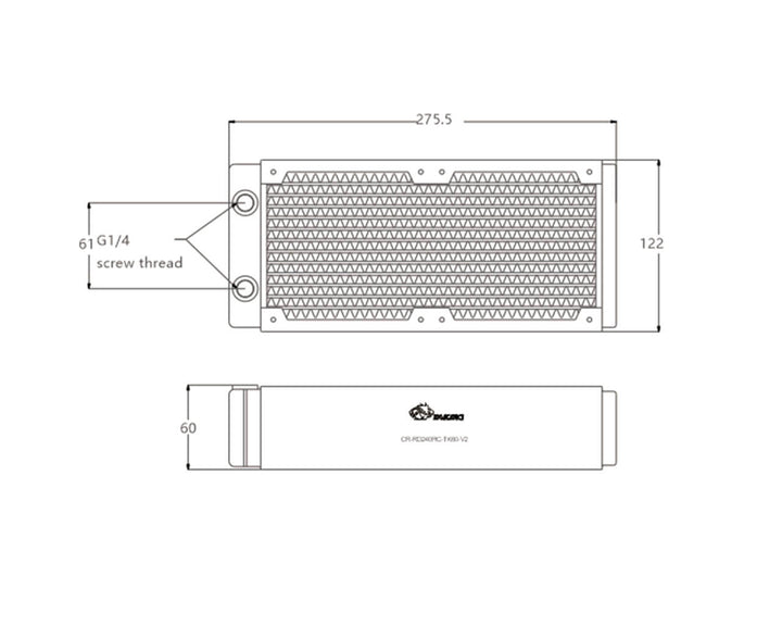 Bykski 240mm x 60mm RC Series Radiator, 120mm x 2, Dual Fan (CR-RD240RC-TK60-V2)