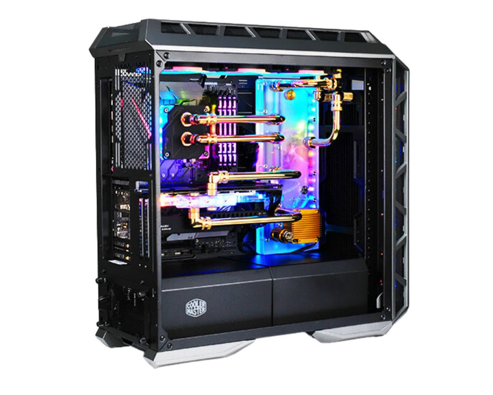 Bykski Distro Plate for MasterCase H500P - PMMA w/ 5v Addressable RGB (RBW) (RGV-CM-H500P-P-K) - DDC Pump With Armor