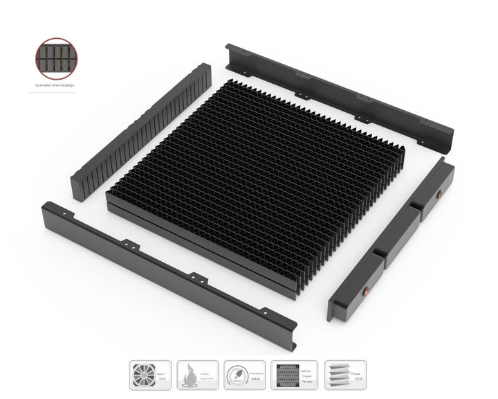 Bykski High-Performance Multi-Block 2,000W Heat Dissipation Radiator, 9x120mm Support (B-RD1080-TK-V2)