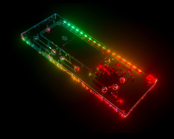 Bykski Distro Plate For ASUS TUF Gaming GT502 PMMA w/ 5v Addressable RGB (RBW) (RGV-AS-GT502-P-K) - DDC Pump With Armor