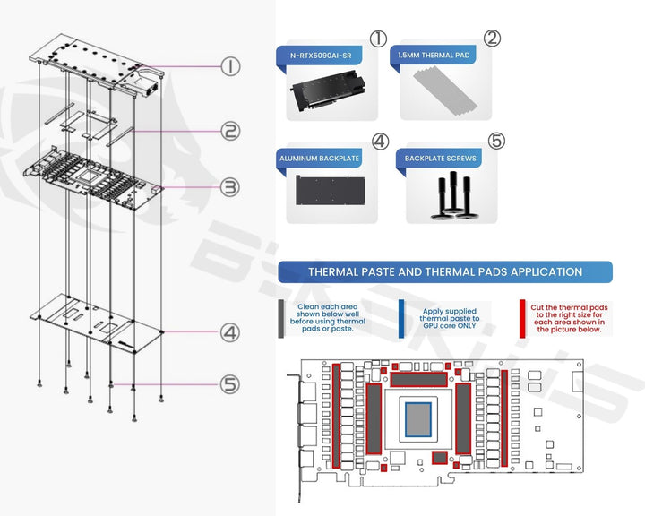 Bykski Durable Metal/POM GPU Water Block and Backplate For NVIDIA GeForce RTX 5090 AI 32G (N-RTX5090AI-SR) - Continuous Usage