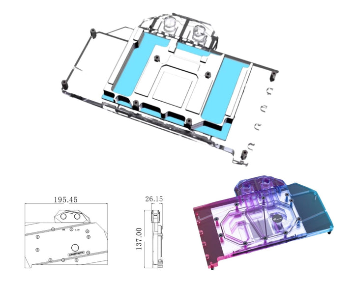 Bykski Full Coverage GPU Water Block and Backplate For POWERCOLOR Hellhound AMD Radeon RX 9070 XT 16GB GDDR6 (A-PC9070XT-X)