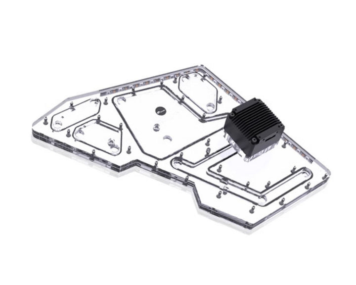 Bykski Distro Plate For COUGAR CONQUEROR - PMMA w/ 5v Addressable RGB(RBW) (RGV-CG-ZFZ-P-K) - DDC Pump With Armor