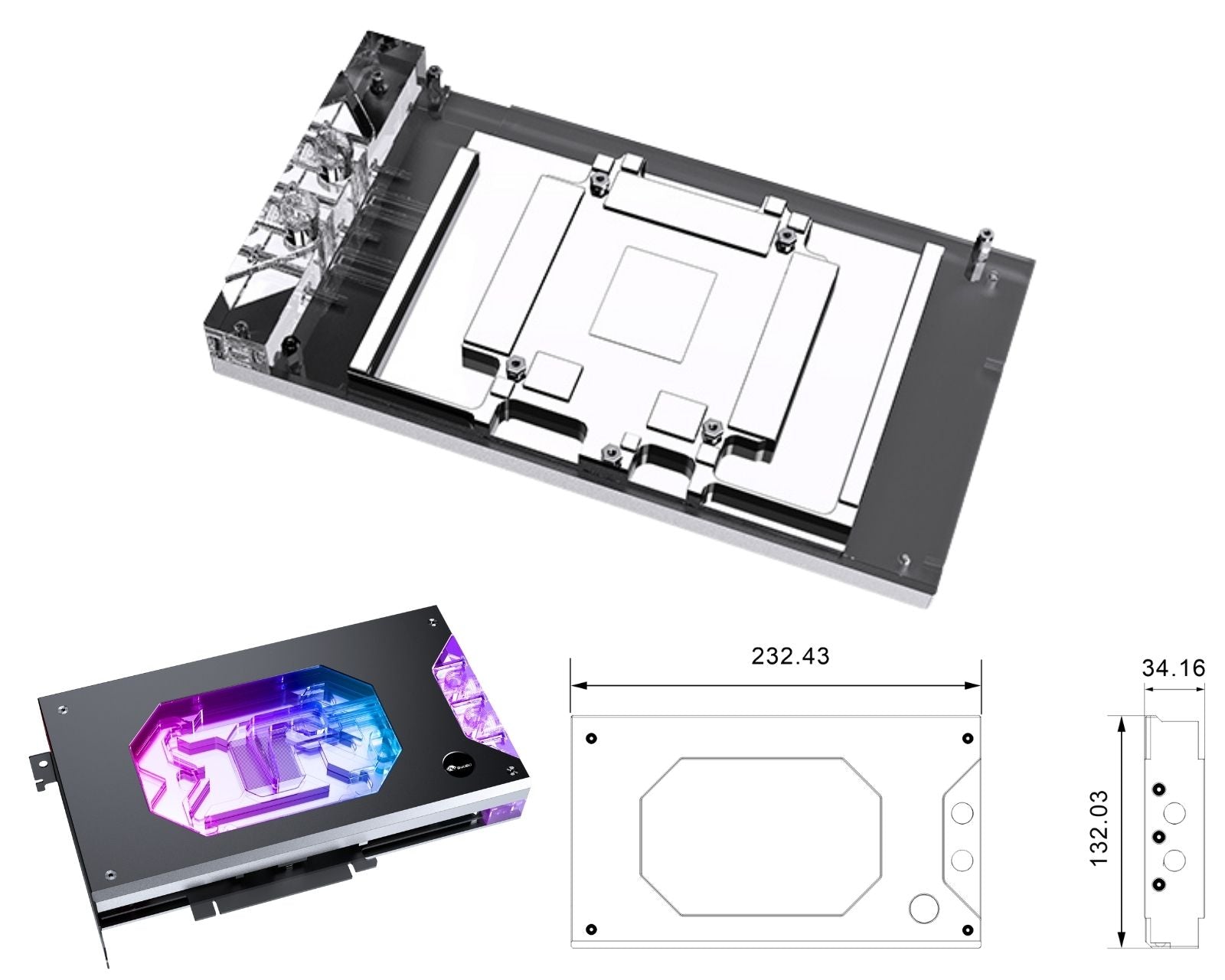 Bykski Armored End Port GPU Waterblock with Backplate for PALIT