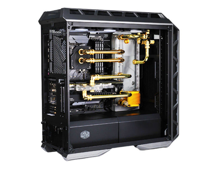 Bykski Distro Plate for MasterCase H500P - PMMA w/ 5v Addressable RGB (RBW) (RGV-CM-H500P-P-K) - DDC Pump With Armor