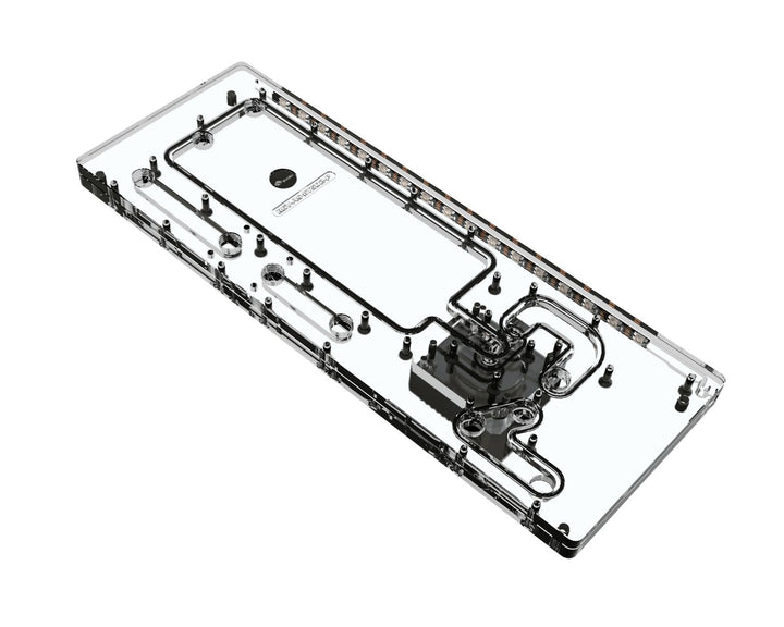Bykski Distro Plate For ASUS TUF Gaming GT502 PMMA w/ 5v Addressable RGB (RBW) (RGV-AS-GT502-P-K) - DDC Pump With Armor