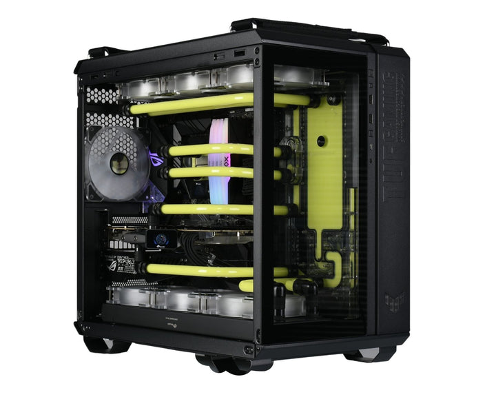 Bykski Distro Plate For ASUS TUF Gaming GT502 PMMA w/ 5v Addressable RGB (RBW) (RGV-AS-GT502-P-K) - DDC Pump With Armor