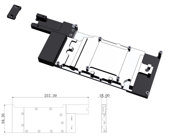 Bykski Metal/POM GPU Water Block and Backplate For NVIDIA TESLA A100 40GB - (N-TESLA-A100-X-V2) - Continuous Usage