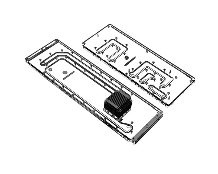 Bykski Dual Distro Plate For Thermaltake CTE C750 PMMA w/ 5v Addressable RGB(RBW) (RGV-TT-C750-A1-P-K) - DDC Pump With Armor