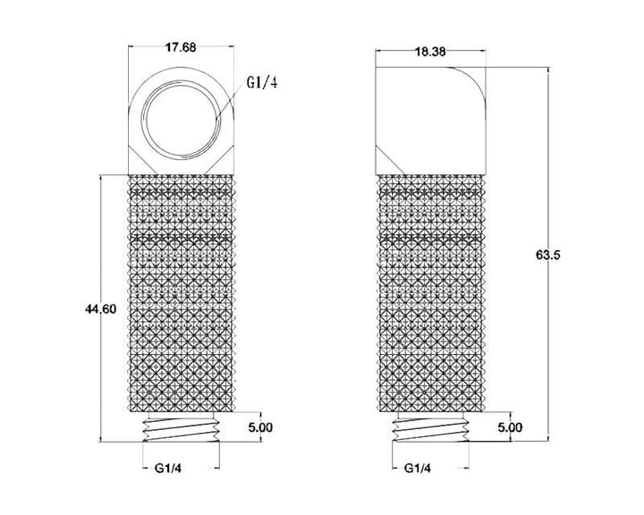 Bykski G 1/4in. Male to Female 90 Degree Rotary 40mm Extension Elbow Fitting (B-RD90-EXJ40) - Silver