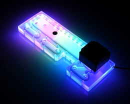 Bykski Distro Plate For PHANTEKS PH-ES518XTG - PMMA w/ 5v Addressable RGB(RBW) (RGV-PHA-PK518-P-K) - DDC Pump With Armor