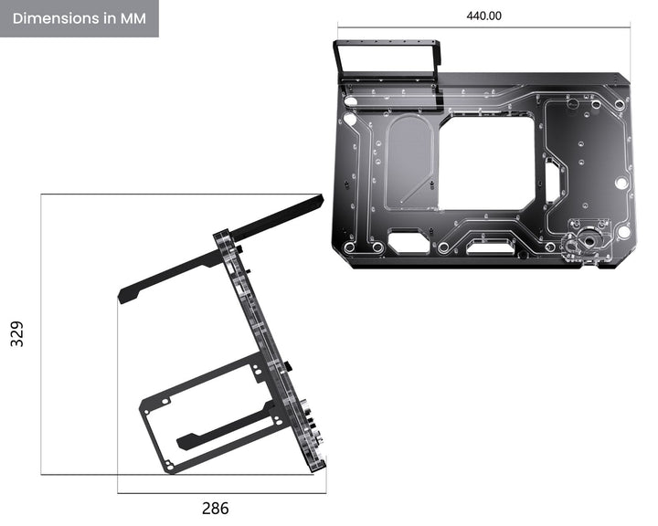 Bykski B-CEC-X-K Custom Builder Display Bench - Compact Design, Integrated Water Distribution, Support for Dual 360mm Rads - DDC Pump With Armor