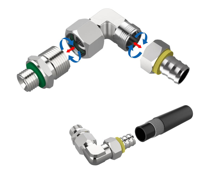 Bykski Stainless Steel Durable Server P-Lok Fitting Set  - G1/4 to 90mm for 6mm (1/4in) Pushlok Tubing (CC-G14-90-14-6)