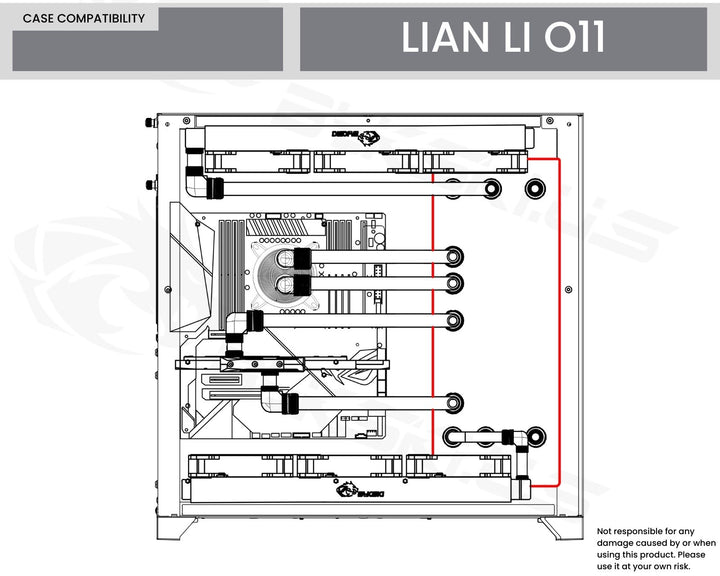 Bykski Distro Plate For Lian Li O11, Compatible with Double 360 Radiators - PMMA w/ 5v Addressable RGB (RBW) (RGV-LAN-O11-D360-K) - DDC Pump With Armor