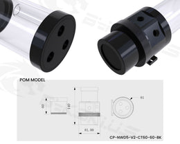 Bykski Complete CP-D5PB-V2 Pump / PMMA Reservoir Combo, Armored / POM - Black (CP-NWD5-V2-CT60-60-BK) - 60MM