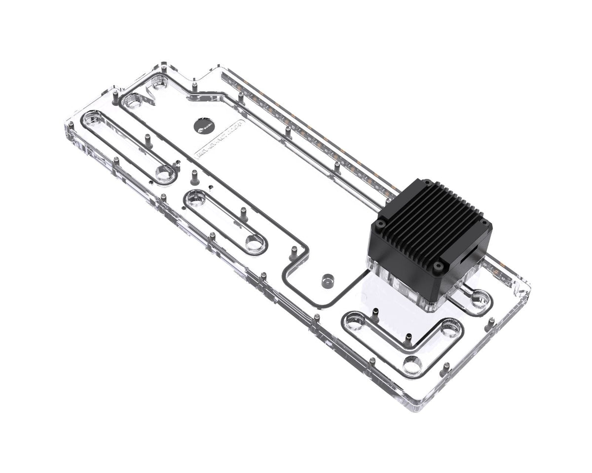 Bykski Distro Plate For GIGABYTE AORUS AC700G - PMMA w/ 5v Addressable RGB(RBW) (RGV-GV-AC700G-P-K) - DDC Pump With Armor
