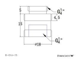 Bykski G 1/4in. Male/Female Extension Coupler - 15mm (B-EXJ-15) - Black