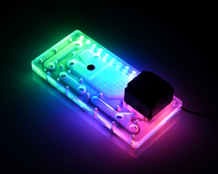 Bykski Distro Plate For PHANTEKS PH-ES515ETG - PMMA w/ 5v Addressable RGB(RBW) (RGV-PHA-PK515E-P-K) - DDC Pump With Armor