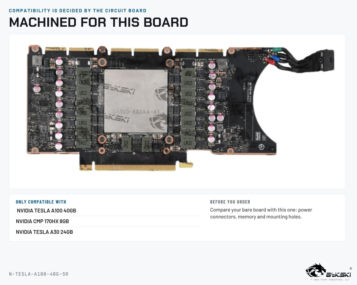 Bykski Durable 360mm Server AIO Liquid GPU Cooler For NVIDIA TESLA A100 40GB (B-FRD-TESLA-A100-40G-SR-360) | role:pcb