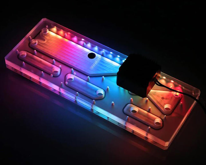 Bykski Distro Plate - Tiny Whale G1 - PMMA w/ 5v Addressable RGB (RBW) (RGV-TL-G1)