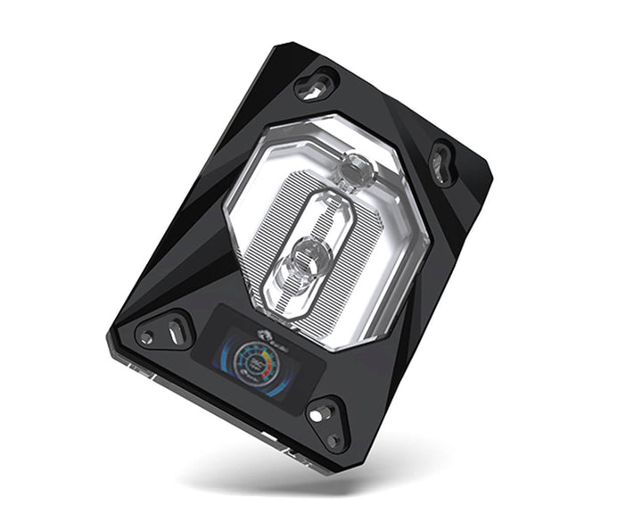 Bykski CPU-RAY-ON-M CPU Water Cooling Block w/ Temp Digital Display - Black w/ 5v Addressable RGB (RBW)(AM3 / AM4 / FM2+)
