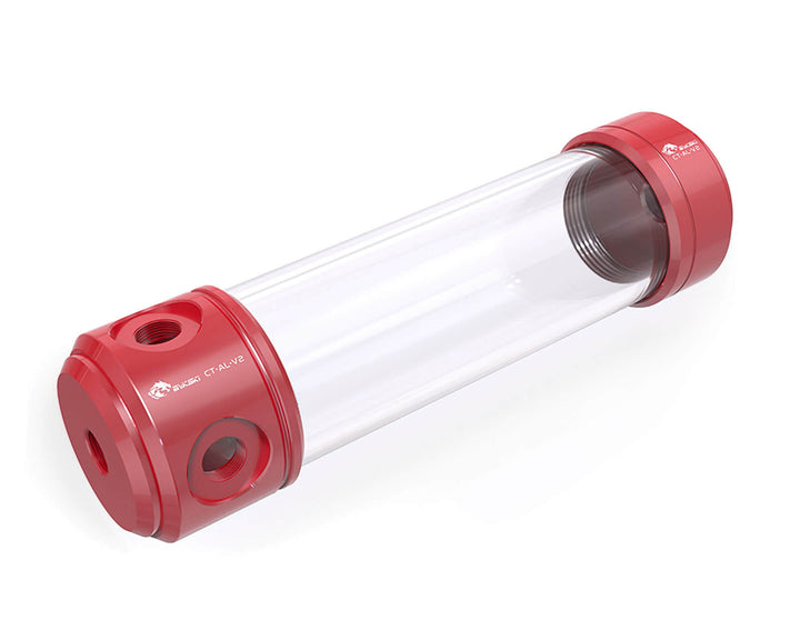 Bykski 50mm Anodized Aluminum Cylindrical Reservoir - 200mm (CT-AL-V2) - Red