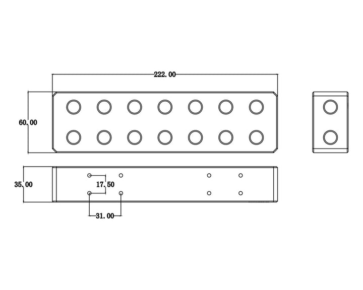 Bykski 8-Way GPU Server Connection Distribution Block - Black POM (B-L2-8BM-X)