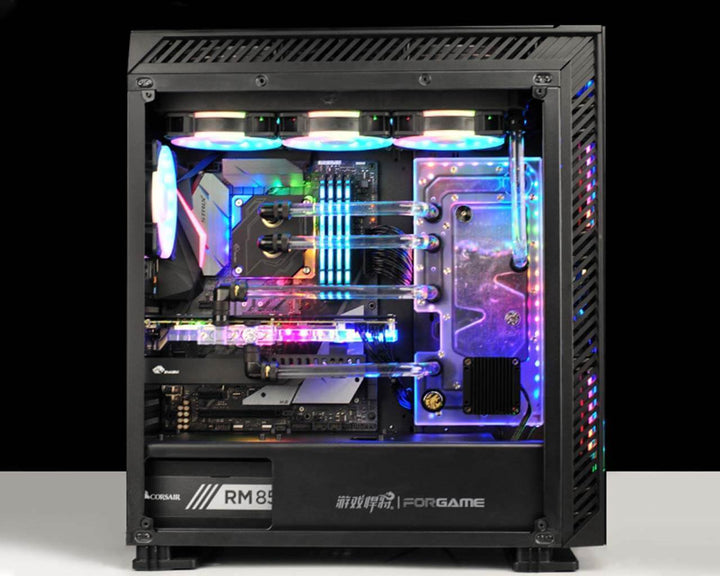 Bykski Distro Plate - ForGame - Frosted PMMA w/ 5v Addressable RGB (RBW) (RGV-FG-AM)
