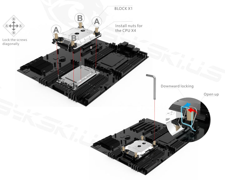 Bykski CPU-SR4677-X Intel Sapphire Rapids CPU Water Cooling Block - Full Metal - Nickel Plated - Gray (LGA 4677/Socket E)