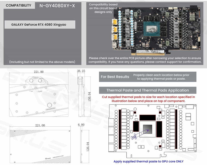 Bykski Full Coverage GPU Water Block and Backplate for GALAXY GeForce RTX 4080 Xingyao (N-GY4080XY-X)